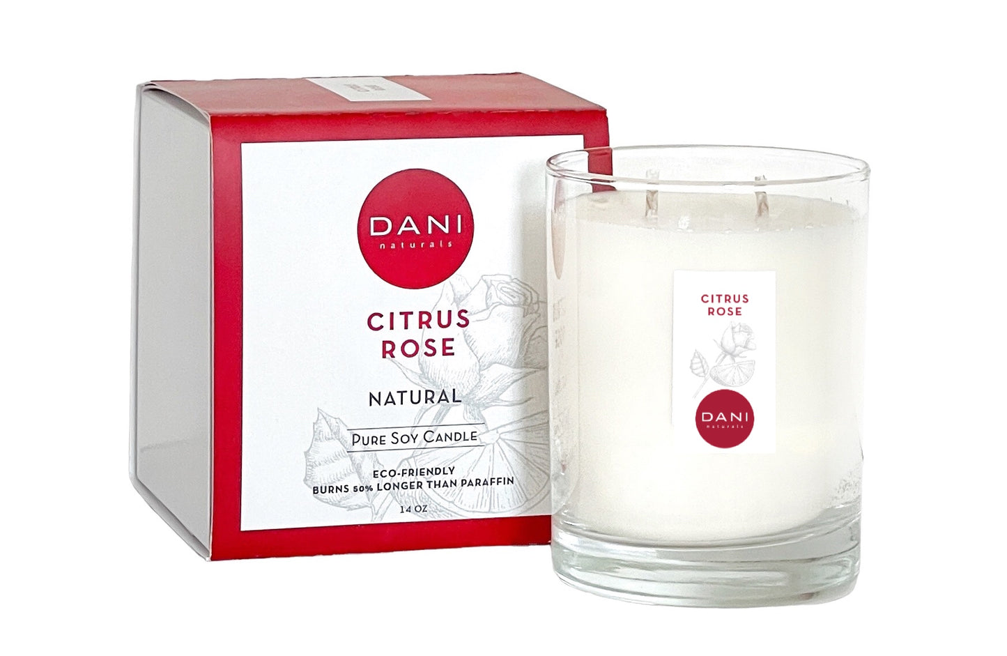 DANI Large Glass Candle Citrus Rose Image 1