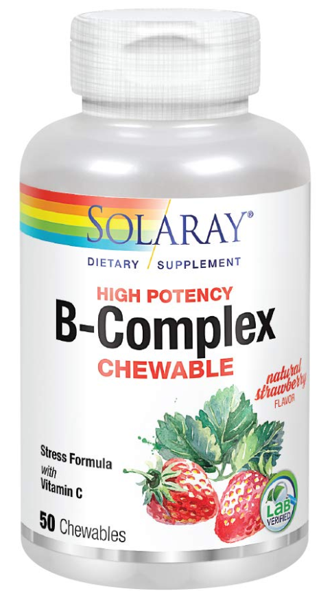B Complex High Potency Strawberry Flavored Chewable - with Vitamin C Image 1