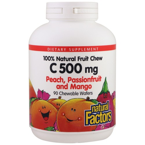 C 500 MG NATURAL FRUIT CHEWS PEACH PASSION FRUIT MANGO Image 1