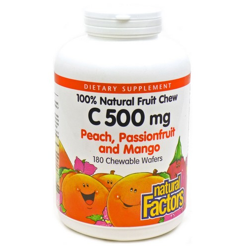 C 500 MG NATURAL FRUIT CHEWS PEACH PASSION FRUIT MANGO Image 1