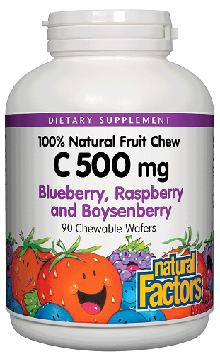 C 500 MG NATURAL FRUIT CHEWS BLUBERRY RASPBERRY BOYSENBERRY Image 1