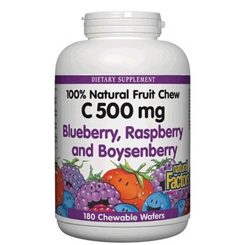 C 500 MG NATURAL FRUIT CHEWS BLUEBERRY RASPBERRY BOYSENBERRY Image 1