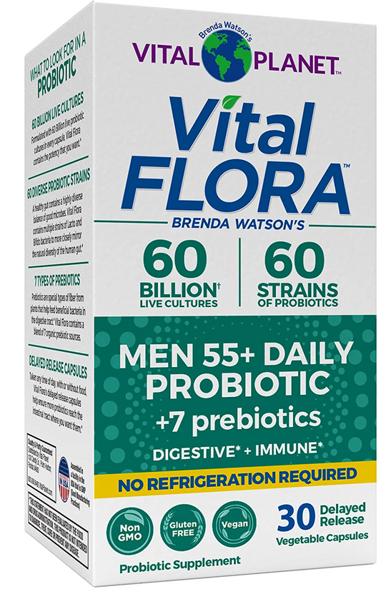 Vital Flora | 60 Billion 60 Strains | Men's 55+ Probiotic | Shelf Stable Image 1