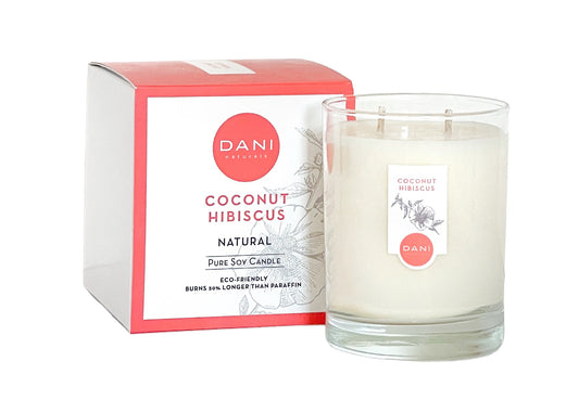 DANI Large Glass Candle Coconut Hibiscus Image 1