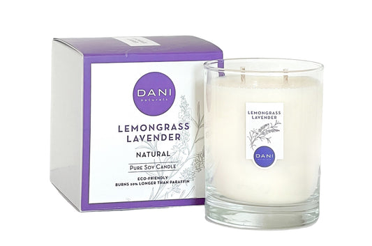 DANI Large Glass Candle Lemongrass Lavender Image 1