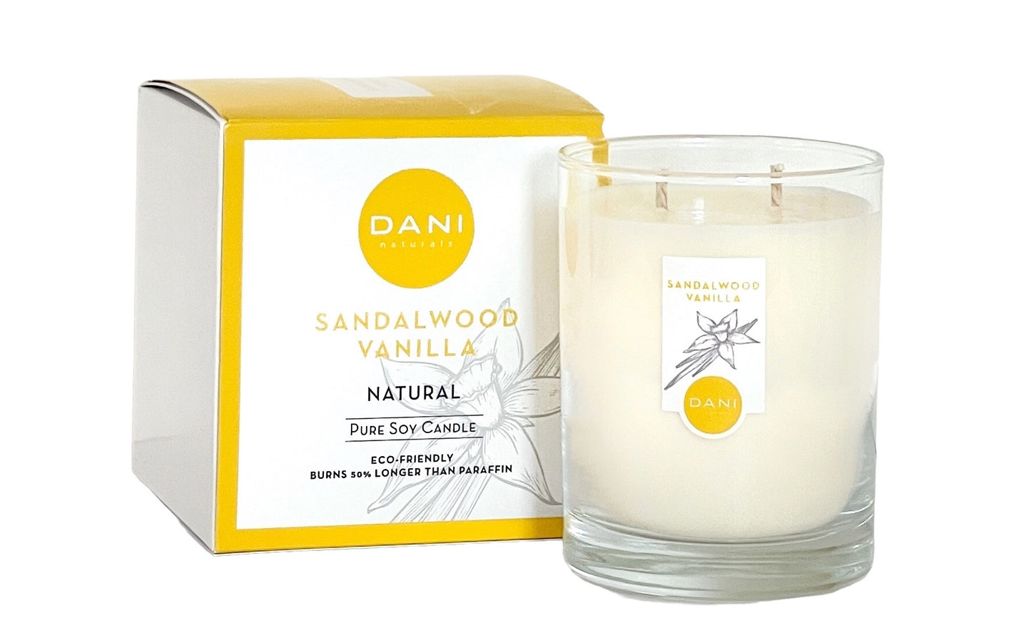 DANI Large Glass Candle Sandalwood Vanilla Image 1