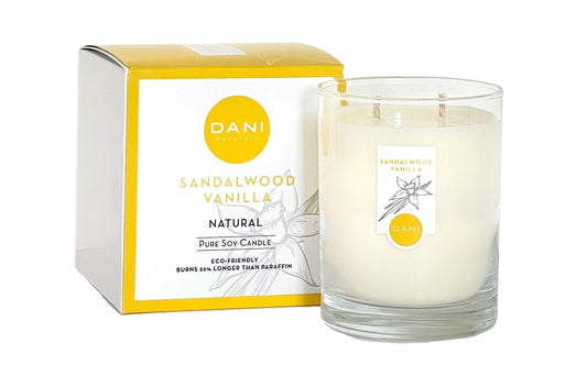 DANI Large Glass Candle Sandalwood Vanilla Image 1