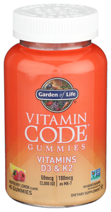 Vitamin Code D3 And K2 Raspberry Lemon 45ct Gummy Image 1