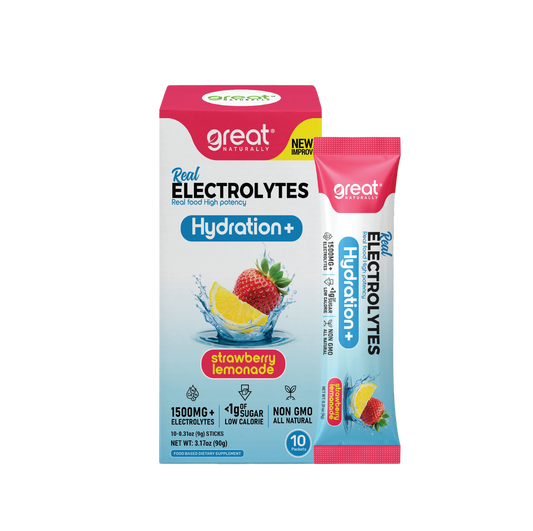 Real Electrolytes Hydration+ Strawberry Lemonade Stick Pack Single Serving .32oz (9g) Packet Image 1